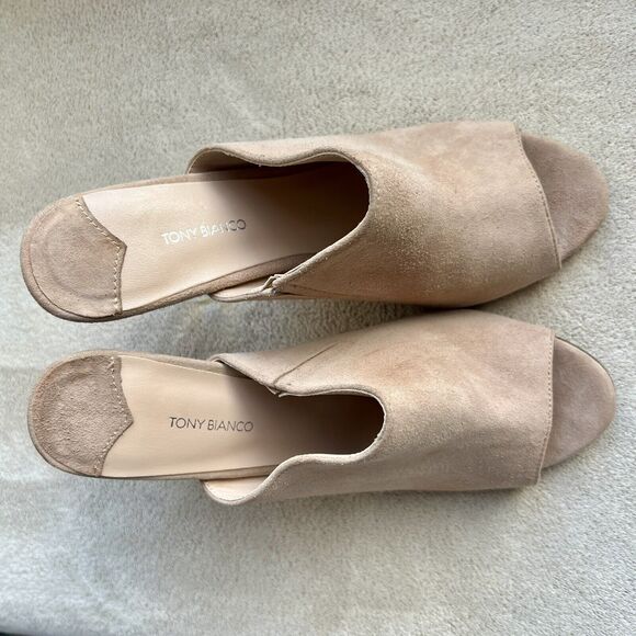 Tony Bianco Nude Suede Sandals with Clear Heel - Picture 8 of 15